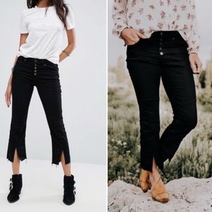 Free People Black Crop Flare Jeans